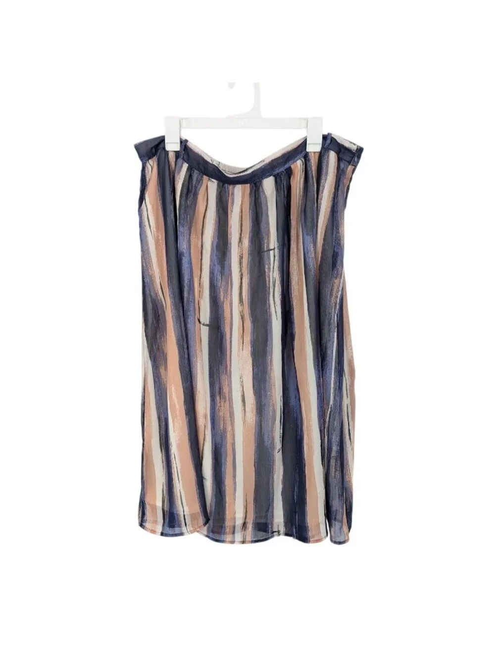 ModCloth Brushstroke Striped Midi Skirt Boho Artsy Neutral Office Resort Plus 2X